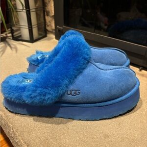 UGG Blue Shearling Lined Slip-On Slippers